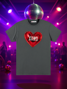 T-shirt H&M da donna con stampa Disco Ball Heart, girocollo, manica corta, vestibilità ampia, casual, per San Valentino, 100% cotone jersey, primavera estate - Product Image 2