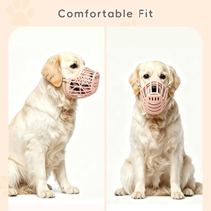 Máscara de malla transpirable ajustable de plástico de 7 tallas color piel para perros, antipinzamiento, cubre boca para mascotas - Product Image 4