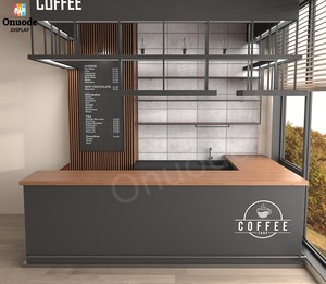 Mostrador de cafetería, muebles de <span class=keywords><strong>Bar</strong></span>, diseños de escaparate de cafetería con mostrador de exhibición de café de panadería para decoración de tienda - Product Image 2