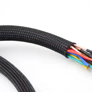自卷曲黑色紧密可扩展编织尼龙电缆套管