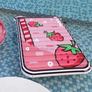 充气草莓泳池浮水床垫夏季泳池派对玩具