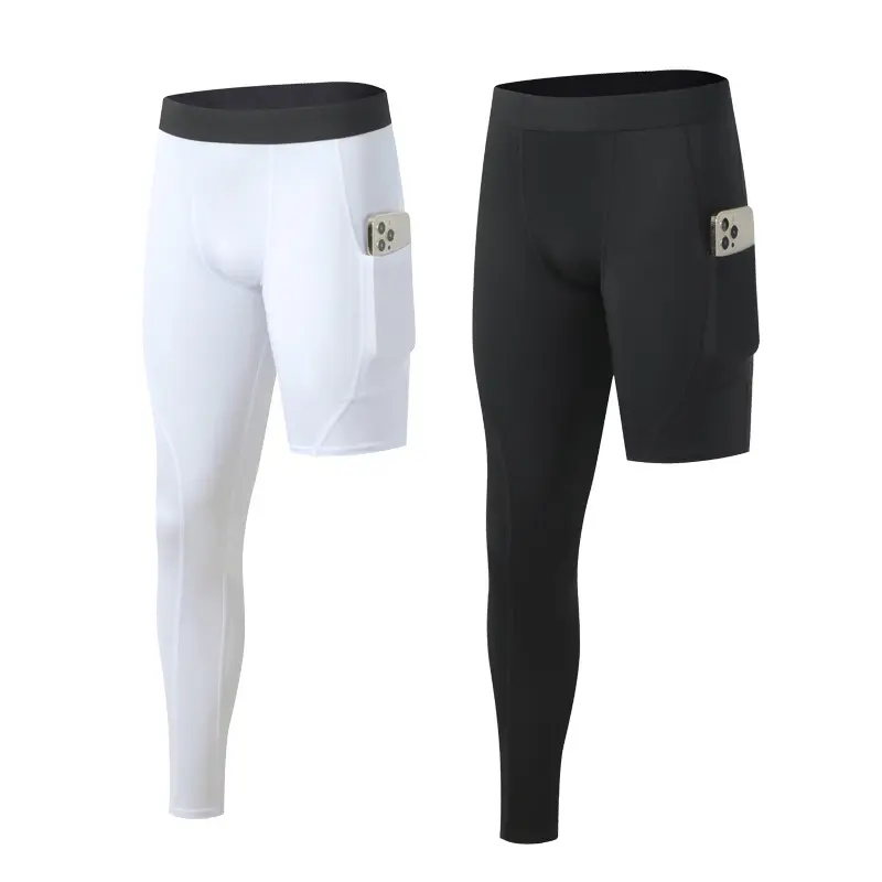 Collants Capri de compression à une jambe personnalisés de taille américaine 3/4 Collants athlétiques Cool Dry FitSports Collants Leggings Pantalons de yoga pour hommes