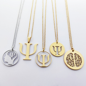 Collier psychologie 316L en acier inoxydable, bijou symbole Psi psychique, cadeau délicat pour psychologue, bijoux en acier - Product Image 2