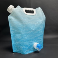 Emballage personnalisé de 5 L pour boissons, eau, jus, vin, distributeur de boissons en plastique, robinet, sac debout avec bec verseur et bouchons à vis