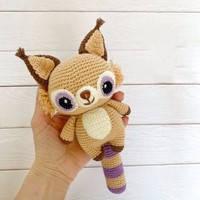 Nouvelle conception, poupée animale en crochet doux faite à la main, kawaii, lynx en tricot, jouets en crochet, petit lynx en crochet pour cadeaux de bébé
