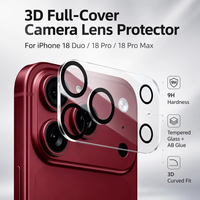 Protecteur d'objectif d'appareil photo en verre trempé transparent 3D pour iPhone Duo 18 Pro Max 18 Pro, protecteur d'écran en verre