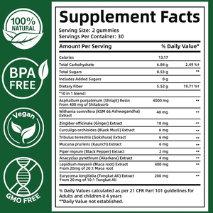 Bikom nhãn hiệu riêng 10-1 Alpha Gummies cao cấp chăm sóc sức khỏe bổ sung shilajit KSM 66 Ashwagandha Maca gốc Tongkat Ali 60 đếm - Product Image 2