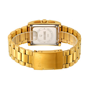 Skmei Digital Watch Gold Stainless Steel Band Rhinestone Men's Watch Luminous Alarm Date Display - Product Image 4