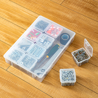 Boîte de rangement multifonctionnelle rectangulaire en plastique PP transparente avec compartiments pour pièces, boîte à outils domestique, anti-humidité