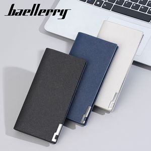 กระเป๋าสตางค์ใบยาวบางเฉียบสำหรับผู้ชาย BaeLlerry หนัง PU สีพื้น ที่ใส่บัตรบางเฉียบ สำหรับใช้ในชีวิตประจำวัน สีดำ สีน้ำเงิน สีเทาอ่อน - Product Image 1