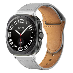 Correa de reloj de cuero <span class=keywords><strong>para</strong></span> Galaxy Watch 7 Ultra 47mm Correa de reloj Correas <span class=keywords><strong>samsung</strong></span> galaxy Watch 8ultra 47mm Sin huecos Pulsera de extremo Curvo - Product Image 2
