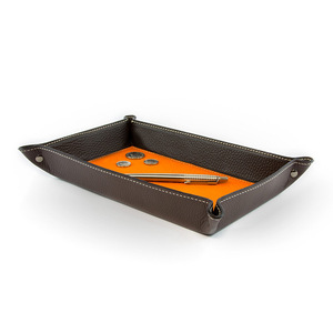 Desktop Leather Storage <b>Tray</b> Rectangle Solid Color <b>Small</b> Item Organizer Key Remote Holder Foldable No Cover - Product Image 1