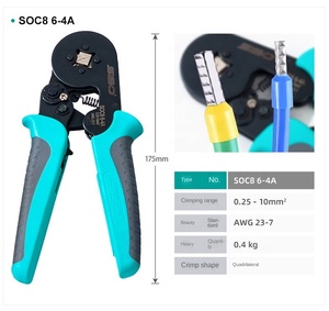 Pinza a crimpatura terminale a perno in acciaio autoregolante a quattro esagonali pressatura a freddo 0.5-6mm strumento elettrico a cricchetto risparmio di manodopera - Product Image 5
