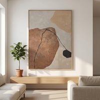 Peinture à l'huile 3D moderne Wabi Sabi à texture épaisse, peinte à la main, tons terreux, art abstrait sur toile pour la décoration du salon