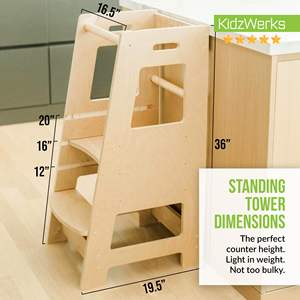 Sgabello Montessori regolabile in legno naturale <span class=keywords><strong>per</strong></span> bambini a gradino da cucina <span class=keywords><strong>per</strong></span> bambini <span class=keywords><strong>per</strong></span> bambini con piattaforma in piedi <span class=keywords><strong>sedia</strong></span> a misura di bambino - Product Image 4