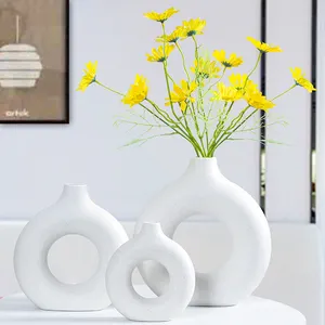 Vaso de cerâmica nórdico, vaso de flores secas, acessórios de decoração para casa, escritório, sala de estar, vaso de flores