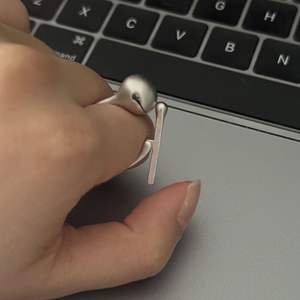 Bague en argent pur S925 avec coquille de bois, design créatif de niche pour soulager les chocs et accumuler le mérite pour les travailleurs - Product Image 5