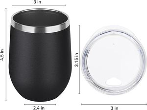 Gobelet à vin en acier inoxydable en gros avec couvercle, ensemble de tasses isothermes personnalisées, tasses à café de voyage de 12 oz, lot de 1, noir - Product Image 2