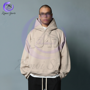 Sudadera con capucha de estilo universitario de gran tamaño para hombre con diseño de apliques elevados clásicos, ajuste relajado, aspecto universitario de Athleisure para Otoño e Invierno - Product Image 1