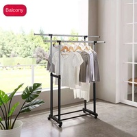Séchoir à linge pliable et rétractable en acier inoxydable à tige unique pour sol intérieur