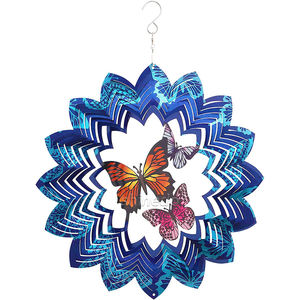 Ruota a vento a farfalla lucida 3d ruota a vento di colore 12 pollici per giardino Patio decorazioni esterne rotonde campanelli eolici - Product Image 1