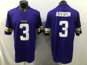 卸売ステッチアメリカンフットボールジャージ新シーズン #18ジェファーソン #3アディソンミネソタバイキング刺繍ジャージ - Product Image 3