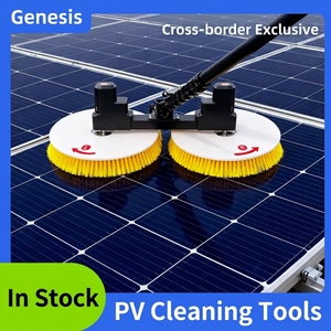 Kit robot de nettoyage automatique de panneaux solaires à double tête avec brosse télescopique et équipement de nettoyage photovoltaïque rotatif - Product Image 5