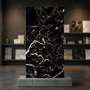 Black Portoro High Gloss Polished Glazed Porcelain Tiles 600x1200mm Luxury Marble Look Floor <b>Wall</b> Tile - Product Image 4