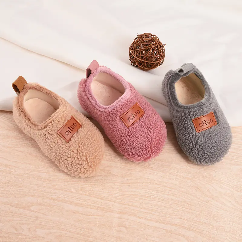 › Sapatos para bebês de outono e inverno, sapatos unissex para chão, grossos, quentes e antiderrapantes