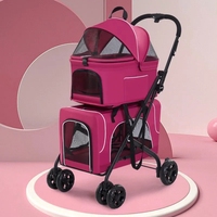 Nouvelle poussette double pour animaux de compagnie, chariot pour animaux de compagnie, poussette de luxe à 4 roues pour deux chiens ou chats