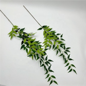 All'ingrosso simulazione reale tocco artificiale foglie finte verdi foglie artificiali di bambù foglie artificiali pianta - Product Image 4