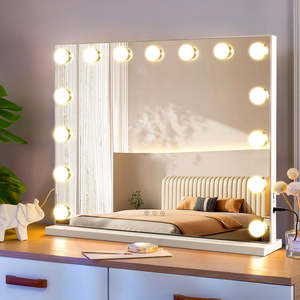 Specchio da Trucco Quadrato da Tavolo All'Ingrosso con 15 Lampadine LED e Dimmer, di Tendenza su Instagram e TikTok - Product Image 6