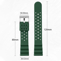 Bracelet de montre intelligente en caoutchouc perforé, personnalisé, luxueux, souple, imperméable, avec boucle à ardillon, à libération rapide, pour le sport et la plongée, 20 mm, de remplacement