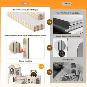 <span class=keywords><strong>Casa</strong></span> <span class=keywords><strong>de</strong></span> Madera para Hámster con Múltiples Habitaciones, <span class=keywords><strong>Casa</strong></span> Grande para Conejos y Escondites, Jaula <span class=keywords><strong>de</strong></span> Madera para Conejos, Castillo con Escalera y Banda Elástica - Product Image 5