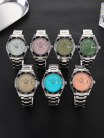 Montre-bracelet à quartz de luxe pour homme, design simple, aiguilles en verre, bracelet en acier inoxydable, fermoir papillon, vente en gros directe usine