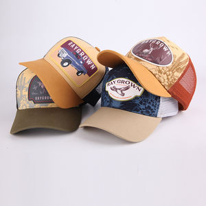 사용자 정의 나만의 로고 남성 메쉬 Gorras 자수 패치 로고 5 패널 스웨이드 야구 모자 트럭 운전사 모자 사용자 정의 자수 - Product Image 4