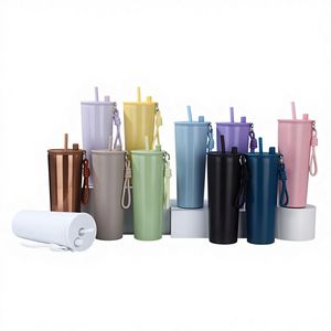 Vaso Térmico de Acero Inoxidable 304 de Doble Capa con Aislamiento al Vacío, Ecológico, de 710 ml, con Correa de Cuerda y Pajita para Café - Product Image 1