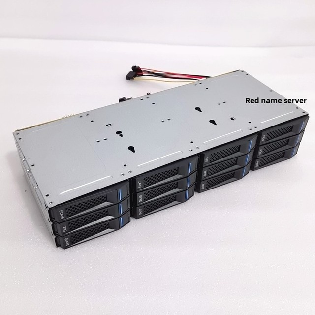 12-Bay 3.5inch Aluminum Hard Drive Cage with Hot-Swap 8087 Interface D-Type 4-Pin Power Supply SAS/SATA Storage