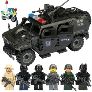 Figurines de police des forces spéciales SWAT, Hummer Warrior, char blindé, hélicoptère Flying <span class=keywords><strong>Tiger</strong></span>, jouet de construction à assembler - Product Image 4