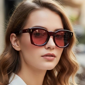 Nouvelles lunettes <span class=keywords><strong>de</strong></span> soleil rétro <span class=keywords><strong>rouges</strong></span> à motif léopard pour femmes, monture épaisse avec rivets, design vintage, verres dégradés, pour hommes et femmes - Product Image 3