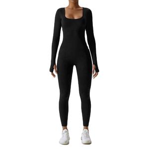 2023 mono de entrenamiento acanalado sin costuras para mujer, mallas de Yoga, mono, ropa deportiva, Mono - Product Image 5