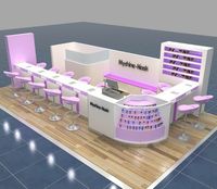 M2 Display Design d'intérieur pour salon de beauté Kiosque de présentation rose personnalisé pour salon de manucure et de manucure Magasin de détail Design pour magasin de manucure