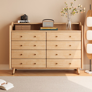 Solid Wood <b>Chest</b> Of Drawers 8 Drawer Minimalist Modern Dresser Living Room <b>Storage</b> Cabinet Freestanding 1200x400x885mm - Product Image 1
