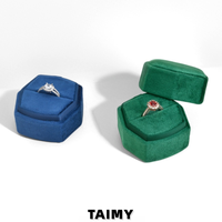 Kotak Cincin Beludru Heksagonal Sudut Membulat Baru, Kemasan Hadiah Lamaran Pernikahan, Kotak Penyimpanan Perhiasan, Kotak Perhiasan Mewah, Logo Kustom
