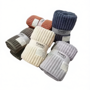 Juego de toallas de baño de 35x74cm, de algodón, color sólido, tejido, suave para la piel, para uso doméstico, para adultos, colores variados. - Product Image 1