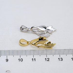 Collar con colgante de perla barroca de plata 925 hecho a mano Wenchi, con forma de hoja, perla irregular, soporte vacío para perla, accesorios de joyería para mujer - Product Image 3