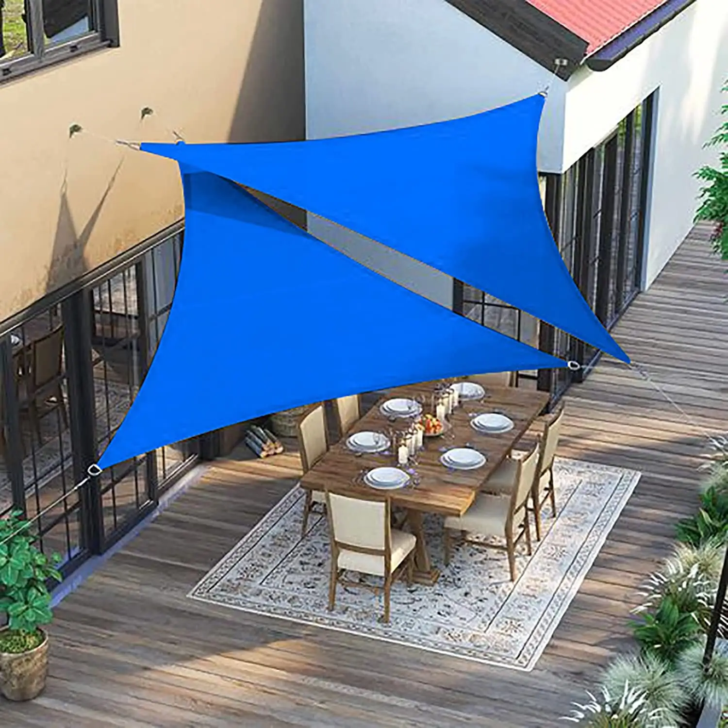Vela triangular parasol, 9 '10 ''x 9' 10'' x 9 '10 ''Azul parasoles velas Patio cubierta dosel parasoles para actividades al aire libre
