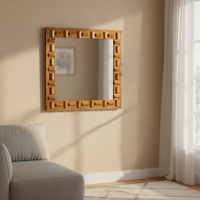 Miroir mural décoratif en métal, style nordique, accent de décoration intérieure, 78,11*3,18*78,11CM, miroir mural en métal doré, décoration intérieure de luxe