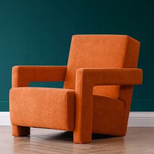 Zayshine nordico moderno Bestseller classico per il tempo libero sedia di flanella arancione Utrecht poltrona in legno massello sedie da soggiorno - Product Image 3