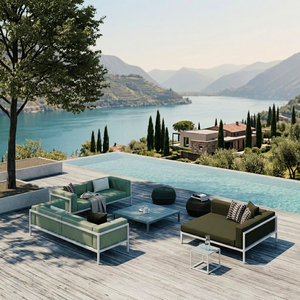 Conjunto de sofás de jardín modulares con estructura de aluminio para exteriores con cojines impermeables para hoteles - Product Image 1